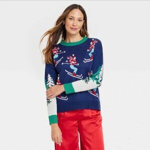 Women’s Alpine Skier Graphic Sweater Blue